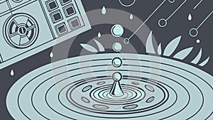 Water ripple effect pattern with drops abstract nature design vector design Generative AI