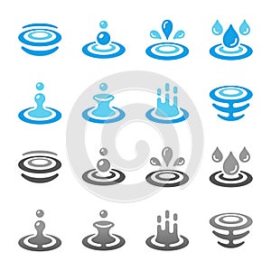 Water and ripple icon set