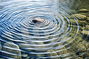 water ripples from a stone thrown into a calm river