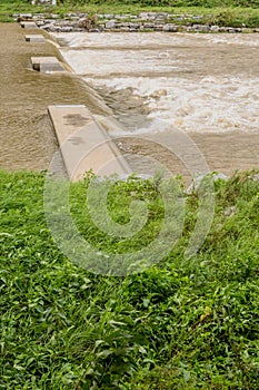 Water in river surging after torrential monsoon rains