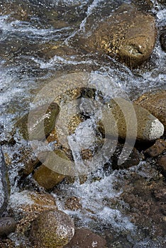 Water between the rocks of the river.