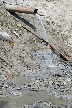 Water running form the pipeline