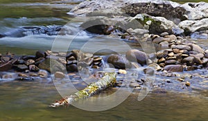 Water running over rocks