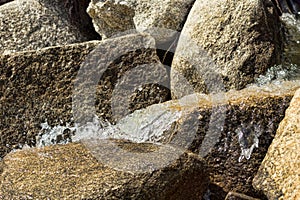 Water running over rocks