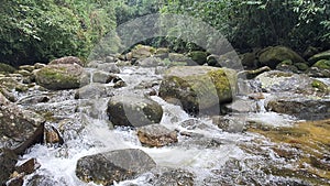 Water running between rocks in Palmital waterfall