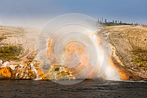 Water runoff of the Midway Geyser Basin in the Firehole River, Yellowstone National Park