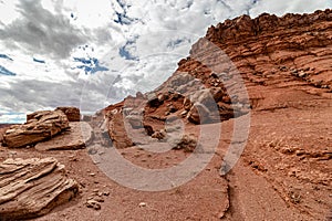 Water runoff path for flash floods, Vermillion cliff range, Page, AZ, USA