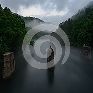 Water Rushes Down Stream From Cheoah Dam