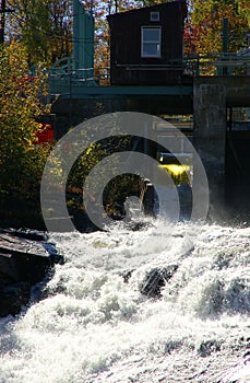 Water rushing through dam