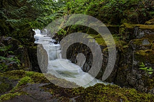 Water rushing down the medicine bowls in Courtenay on Vancouver Island, British Columbia, Canada photo