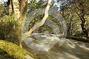 Rushing water of Heddon valley following heavy rainfall photo