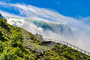 Water rushing over Niagara Falls