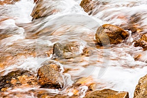 Water Rushing over River Rocks