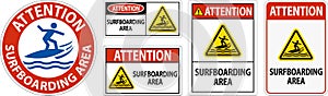 Water Safety Sign Attention - Surfboarding Area