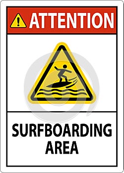 Water Safety Sign Attention - Surfboarding Area