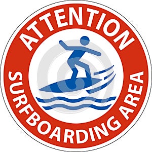 Water Safety Sign Attention - Surfboarding Area