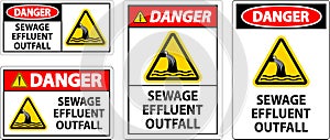 Water Safety Sign Danger - Sewage Effluent Outfall