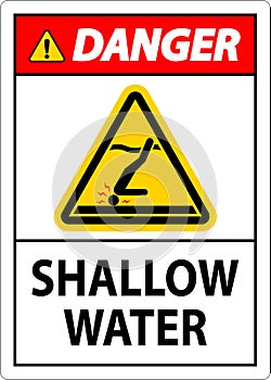 Water Safety Sign Danger - Shallow Water