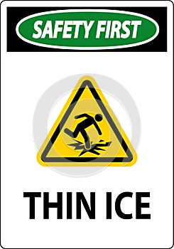 Water Safety Sign Danger - Thin Ice