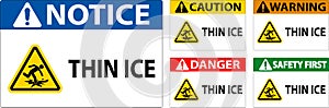 Water Safety Sign Danger - Thin Ice