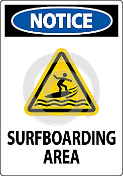 Water Safety Sign Notice - Surfboarding Area