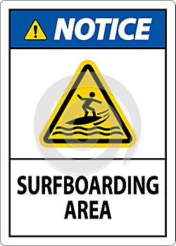 Water Safety Sign Notice - Surfboarding Area