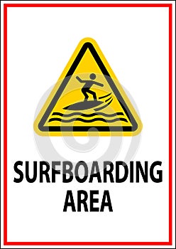 Water Safety Sign Warning - Surfboarding Area