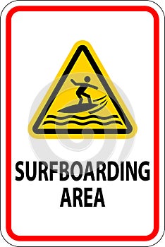 Water Safety Sign Warning - Surfboarding Area