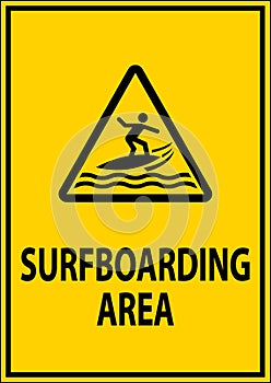 Water Safety Sign Warning - Surfboarding Area