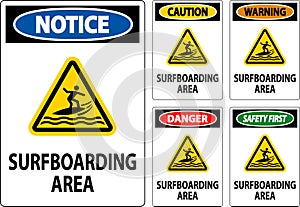 Water Safety Sign Warning - Surfboarding Area