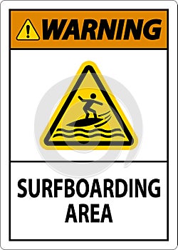 Water Safety Sign Warning - Surfboarding Area