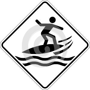 Water Safety Sign Warning - Surfboarding Area