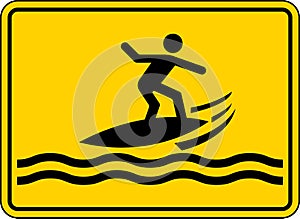 Water Safety Sign Warning - Surfboarding Area