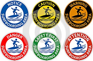 Water Safety Sign Warning - Surfboarding Area