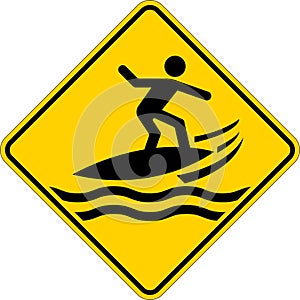 Water Safety Sign Warning - Surfboarding Area