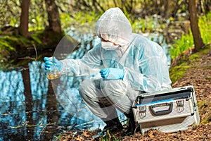 water sampling by an experienced ecologist