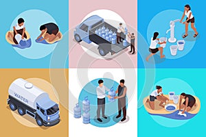 Water Scarcity Isometric Concept