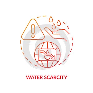 Water scarcity red gradient concept icon