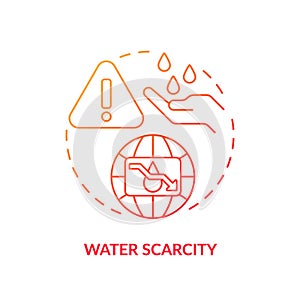 Water scarcity red gradient concept icon