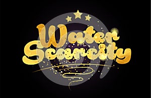 water scarcity star golden color word text logo icon