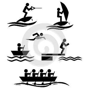 Water Sea Sport Pictogram Silhouettes