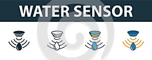 Water Sensor icon set. Premium symbol in different styles from sensors icons collection. Creative water sensor icon filled,