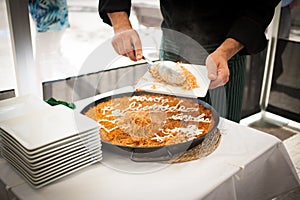 Water serving food in a restaurant