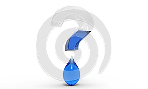 Water Shortage Question Mark 3D Render Concept