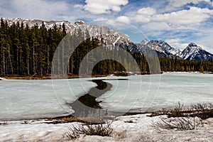 Water showing through Upper Lake. Peter Lougheed Provincial Park Alberta Canada