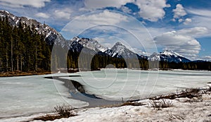 Water showing through Upper Lake. Peter Lougheed Provincial Park Alberta Canada