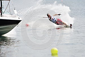 Water Ski In Action: Woman Slalom