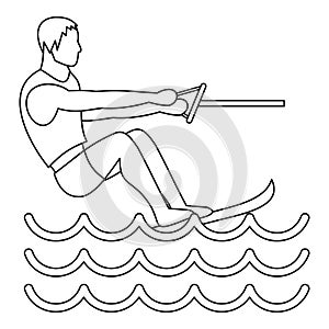 Water ski icon, simple style