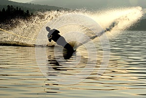 Water skier silhouette