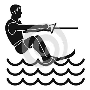 Water skiing man icon, simple style